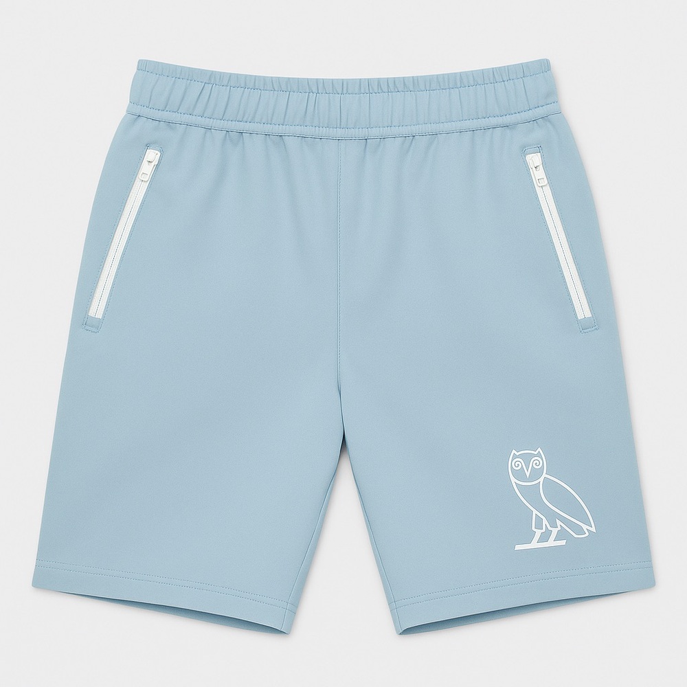 Read! OVO October’s Very Own Light Blue Shorts XS Owl Logo Zipper Streetwear